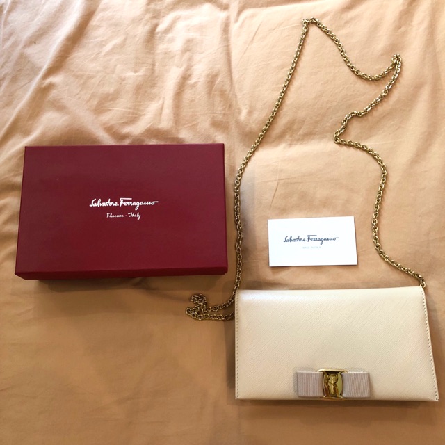 Salvatore Ferragamo clutch with crossbody strap - wallet on chain Used like new