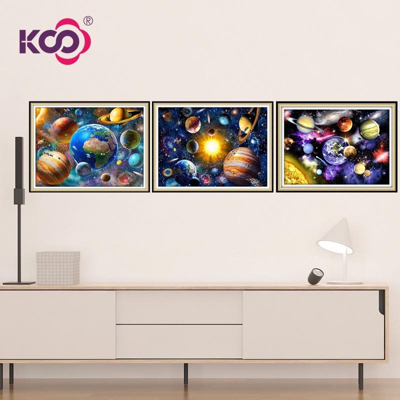 Ks ภาพจิตรกรรมสีน้ํามันโมเสค ติดประดับเพชร พลอยเทียม รูปดาวเคราะห์ จักรวาล ดาวเคราะห์อวกาศ สําหรับตกแต่งบ้าน