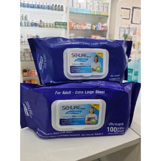 sekure adult wipes ทิชชู่เปียกแผ่นใหญ่ 100แผ่น