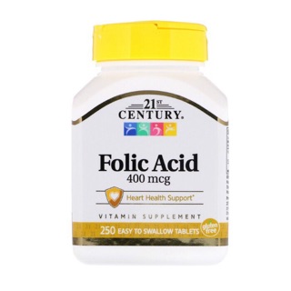 พร้อมส่งจาก อเมริกา &gt;&gt; บำรุงเลือด 21st Century, Folic Acid, 400 mcg, 250 Tablets