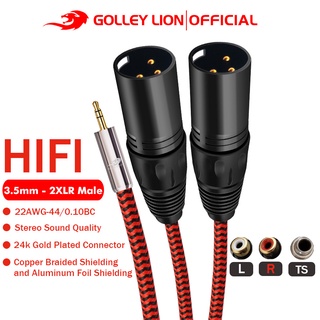 Golley LION สายเคเบิลเสียง 3.5 มม. เป็น XLR แบบคู่ สําหรับเครื่องขยายเสียง แท็บเล็ต ลําโพง คอนโซล