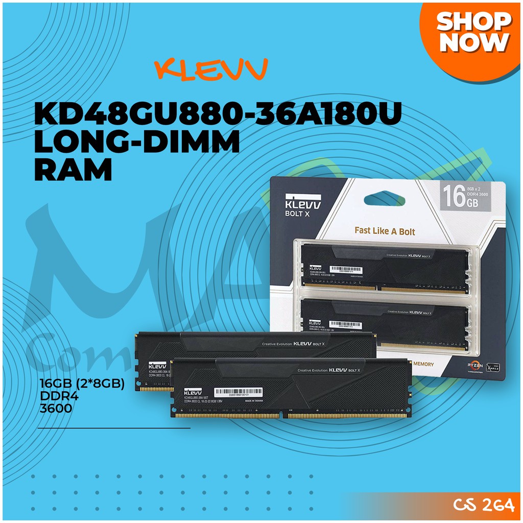 KLEVV BOLT X 288 Pin DDR4 Unbuffered DIMM 16GB (2 x 8GB) 3600 CL18 หน่วยความจํา RAM