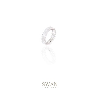 SWAN - Simple Lux Ring แหวนเงินแท้ ฝังเพชรคิวบิคเซอร์โคเนีย cubic zirconia ทรงเหลี่ยม baguette