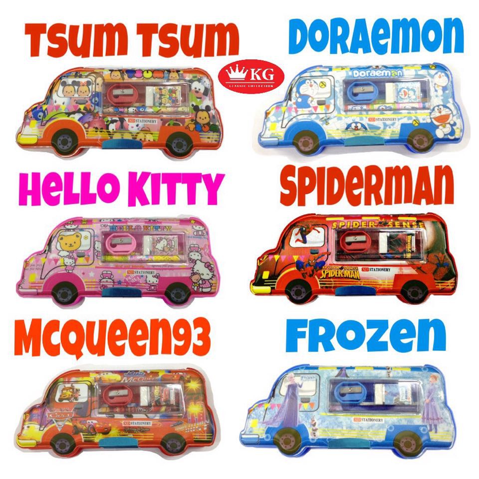 กล่องดินสอ MAGNET ออกแบบรถ KOTAK PENSEL DORAEMON HELLO KITTY TSUM SPIDERMAN FROZEN MC QUEEN 93 QUALI