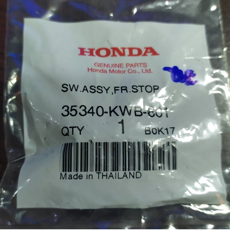 สต๊อปเบรคหน้า HONDA  NOVA/WAVE ทุกรุ่น (ดิสเบรค) 35340-KWB-601 แท้ศูนย์