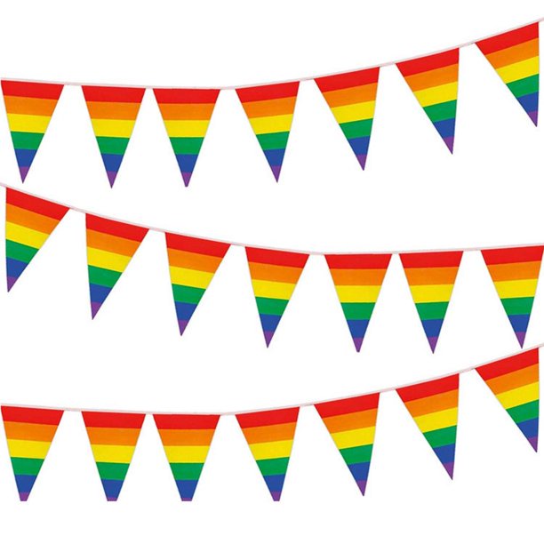 ธงราวสามเหลี่ยม ธงราวสีรุ้ง ธงราว ธงสามเหลี่ยม ธงหลากสี Rainbow LGBT PRIDE Pennant Pendant Bunting String Flag Deco ราคา ถูกที่สุด ดีลบีเคเค แกลเลอรีภาพที่ 5