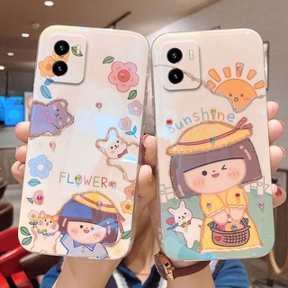 เคสวีโว่Vivo Y15s 2021 มือถือนิ่ม ลายแมว ดอกทานตะวันน่ารัก ประดับคริสตัลแวววาว สําหรับ เคสโทรศัพท์Vivo Y15s 2021 Case Cover