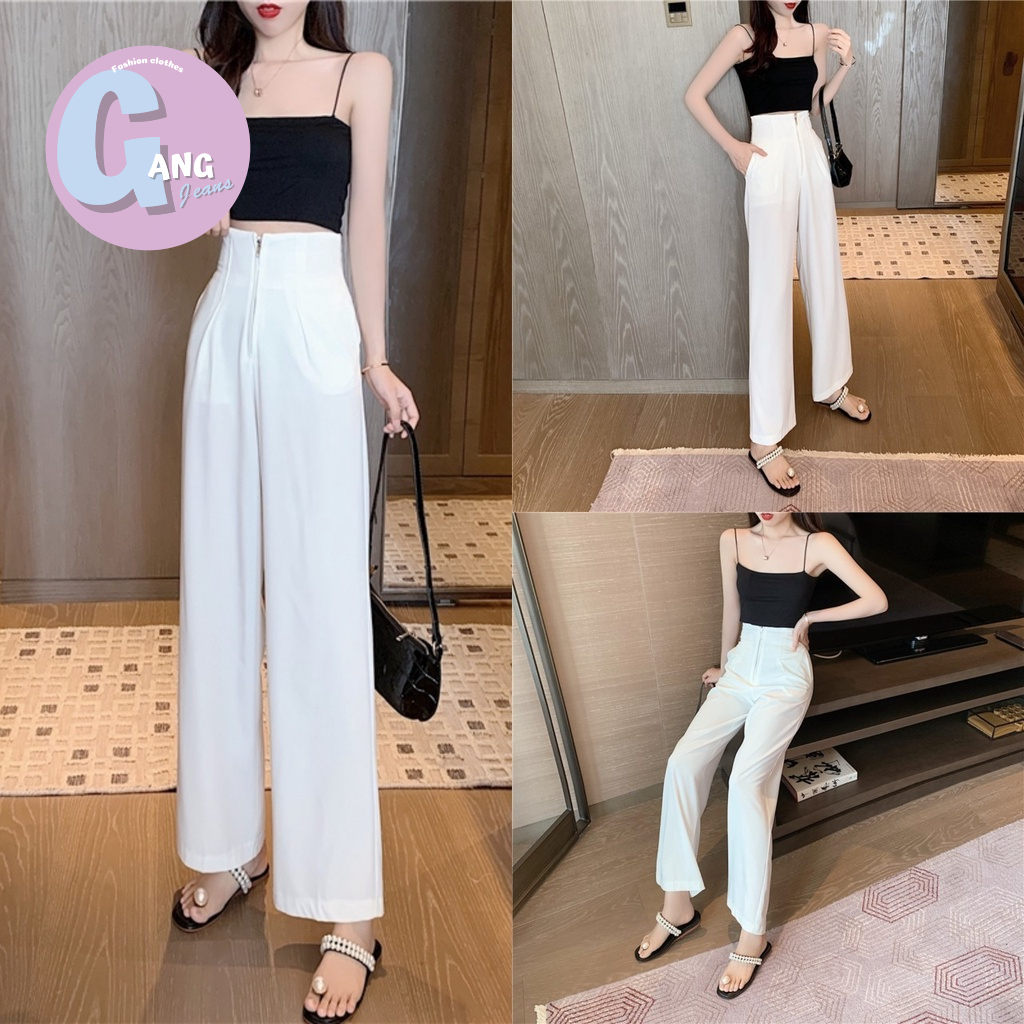 Gang_jeans#8199(A)กางเกงเอวสูงซิปหน้า ทรงกระบอก สม็อคหลัง เก็บพุง ผูู้หญิง พร้อมส่ง - รูปที่ 2