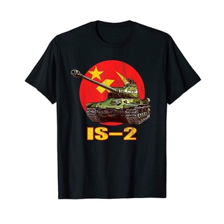 เสื้อยืดผ้าฝ้าย เสื้อยืดผ้าฝ้าย พิมพ์ลาย Soviet Tank Of Ww2 Is2 สไตล์ฮิปฮอป ฮาราจูกุ สําหรับผู้ชาย