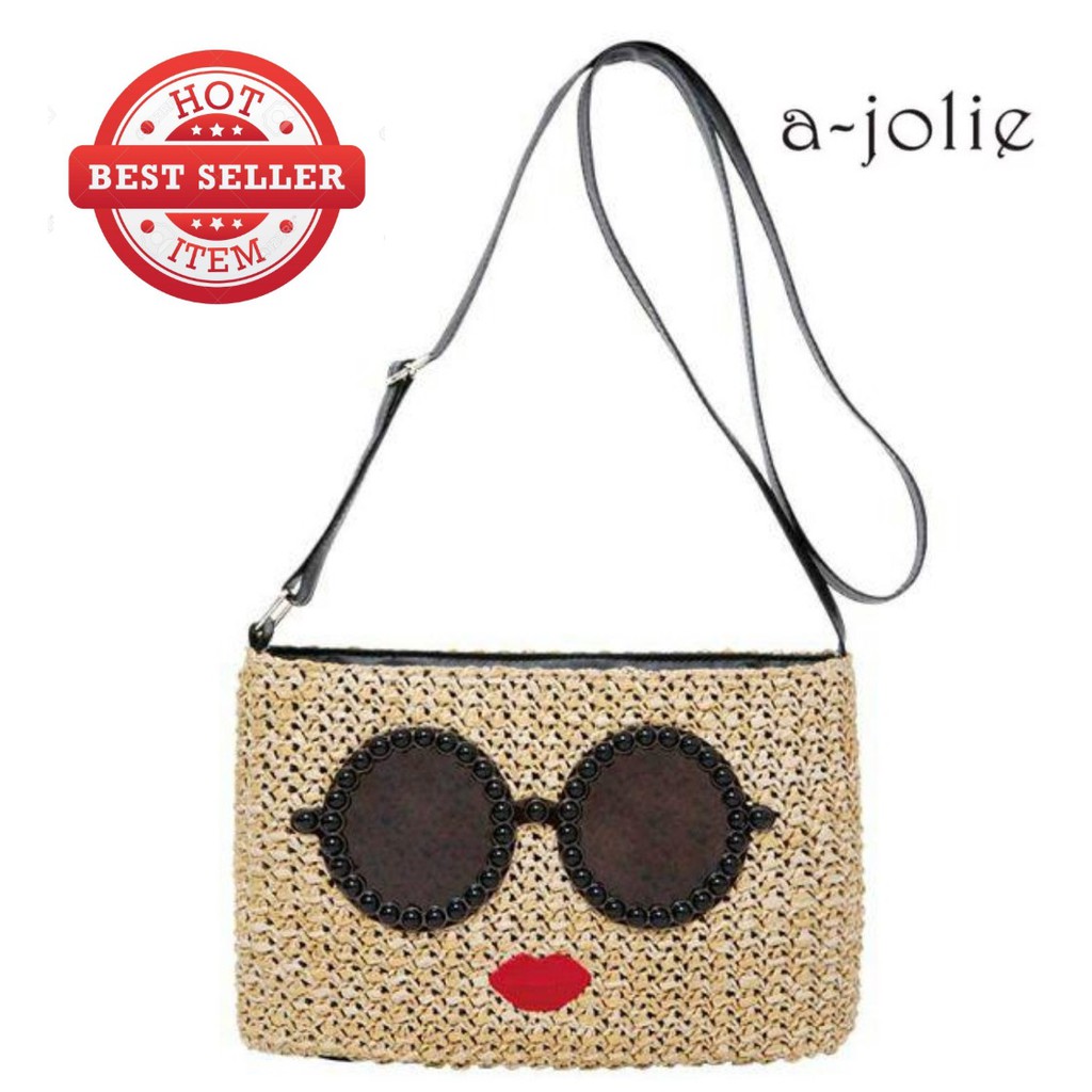 กระเป๋า A-Jolie Basket Shoulder Bag รุ่นใหม่ล่าสุด สีน้ำตาลปากแดง กระเป๋า A-Jolie รุ่นสายสะพายยาว มีซิป (ส่งแค่กระเป๋า)