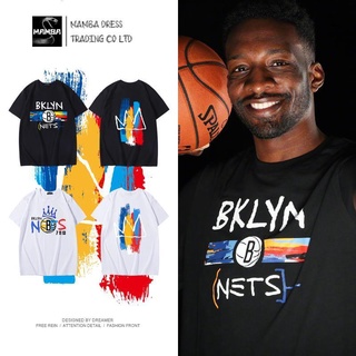 T-shirt  เสื้อยืดแขนสั้นบาสเก็ตบอล Brooklyn Nets Harden สำหรับผู้ชายและผู้หญิง Irving Durant เสื้อเชิ้ตผ้าฝ้ายเทรนนิ่งS-