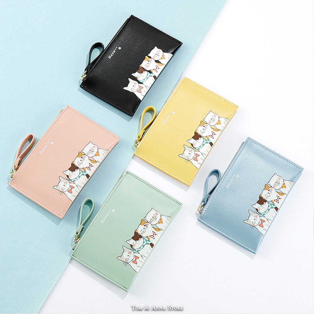 NFI Essentials Multi-Fold Women's Wallet – PU Leather With Cat Keychain, Card Slots & Coin Pocket