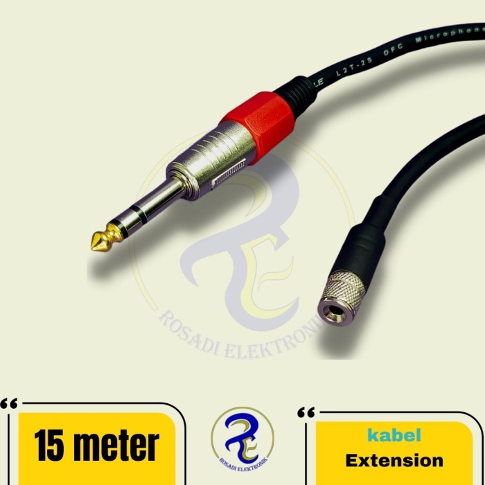 Trs extension Cable 6.5mm 3pin to aux TRS 3.5mm ตัวเมียขยาย - 15 เมตร