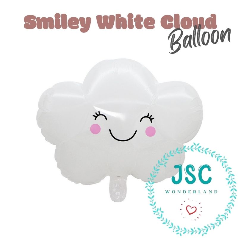 Smiley White Cloud ฟอยล์บอลลูนสําหรับตกแต่งงานปาร์ตี้วันเกิด Baby Shower Party Baby Full Moon Party