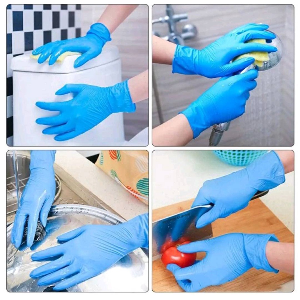 ถุงมือยาง(สีฟ้า) ห่อสีเหลือง ใส่ทำงานบ้าน ทำความสะอาดอเนกประสงค์