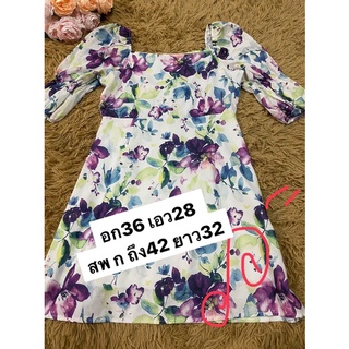 Recommend 💜💜Violet Floral dress💜💜ทรงzaraสวยมาก ผ้าดี สภาพใหม่ค่ะ