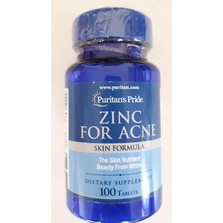 Puritan Zinc For Acne 100 เม็ด อาหารเสริมลดสิว ลดความมันของผิว และ หนังศรีษะ