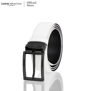 Louis Montini (white.) เข็มขัดผู้ชาย Men Belt เข็มขัดหนังวัวแท้หัวเข็ม MGN181