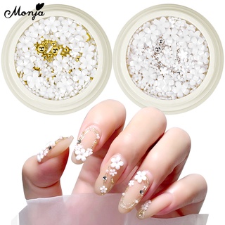 Monja ลูกปัดอัญมณีอะคริลิค รูปกลีบดอกไม้ 3D คละขนาด สีทอง สี…