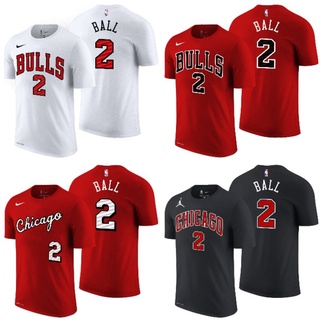 เสื้อยืดผ้าฝ้ายพิมพ์ลายแฟชั่นเสื้อยืด พิมพ์ลาย Nba Gametime Chicago Bulls 2 Lonzo Ball สําหรับผู้ชาย