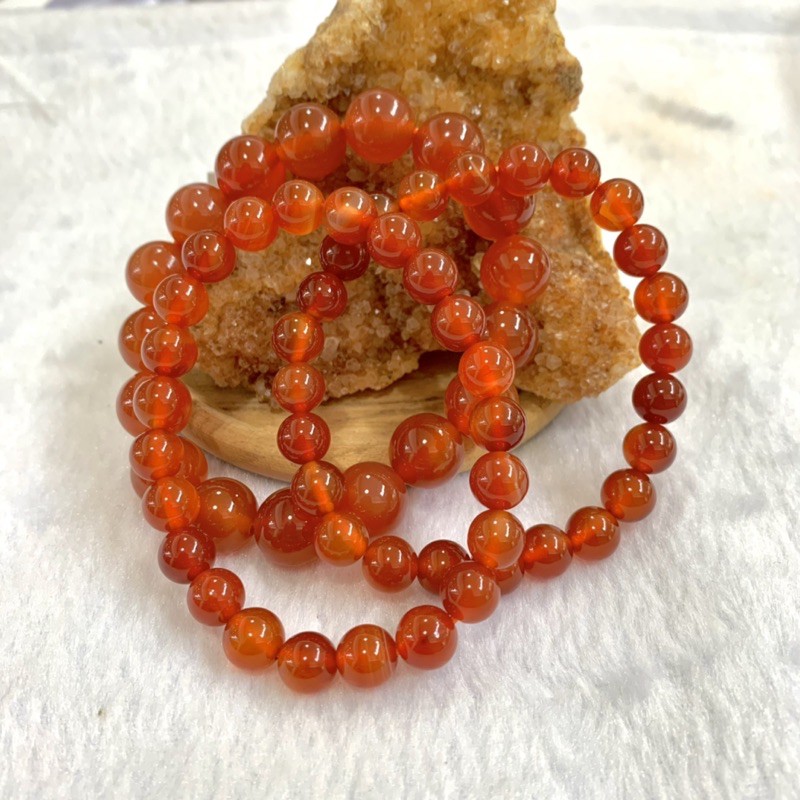 กำไลข้อมือ หินคาเนเลี่ยน CARNELIAN - หินแท้ธรรมชาติ ดูดซับความเครียด บำบัดจิตใจ | Cherie Lucky