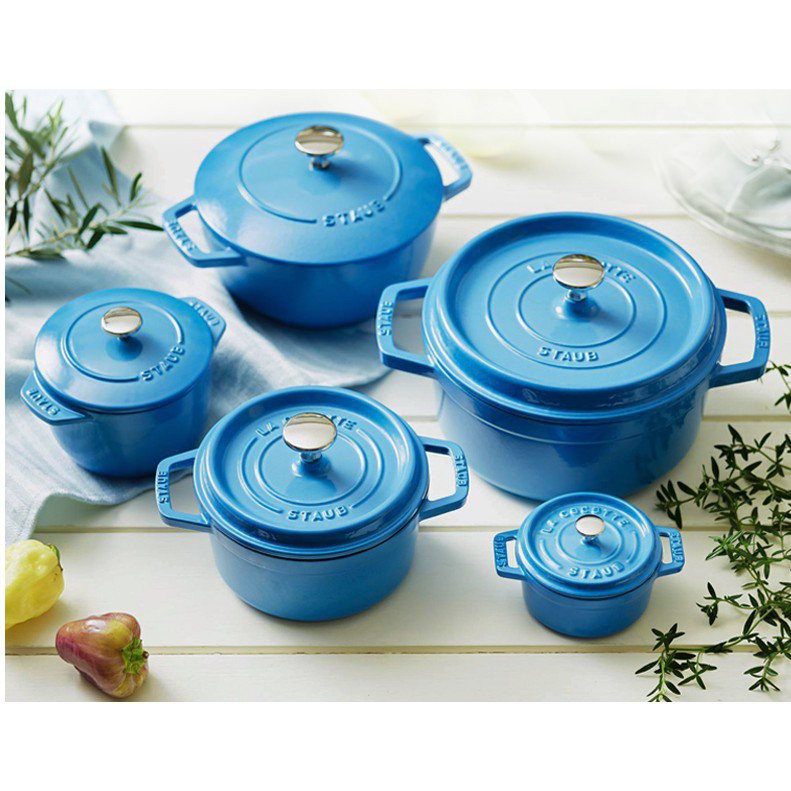 Staub enamel French ice blue new color 24cm enamel pot round cast iron pot soup pot stew pot 0bX6