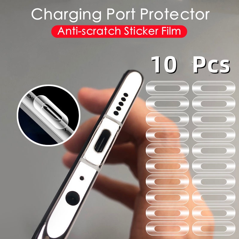 10 ชิ้น พอร์ตชาร์จ ฟิล์มป้องกัน สติกเกอร์ สําหรับ iPhone 16 15 14 13 12 11 Pro Max Samsung Xiaomi สากล โทรศัพท์มือถือ Type-C ฟิล์มป้องกัน