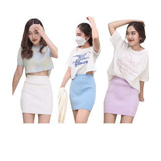 NEAT - [กรอกโค้ด “WBCTUY” ลดเหลือ 390] CARA SKIRT 450 ฿ กระโปรงไหมพรมทรงเอ