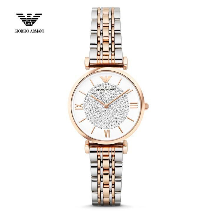 ใหม่นาฬิกาผู้หญิง EMPORIO ARMANI Armani White Crystal Pave Dial Two-tone Ladies Watch AR1926 (ของแท้100%)