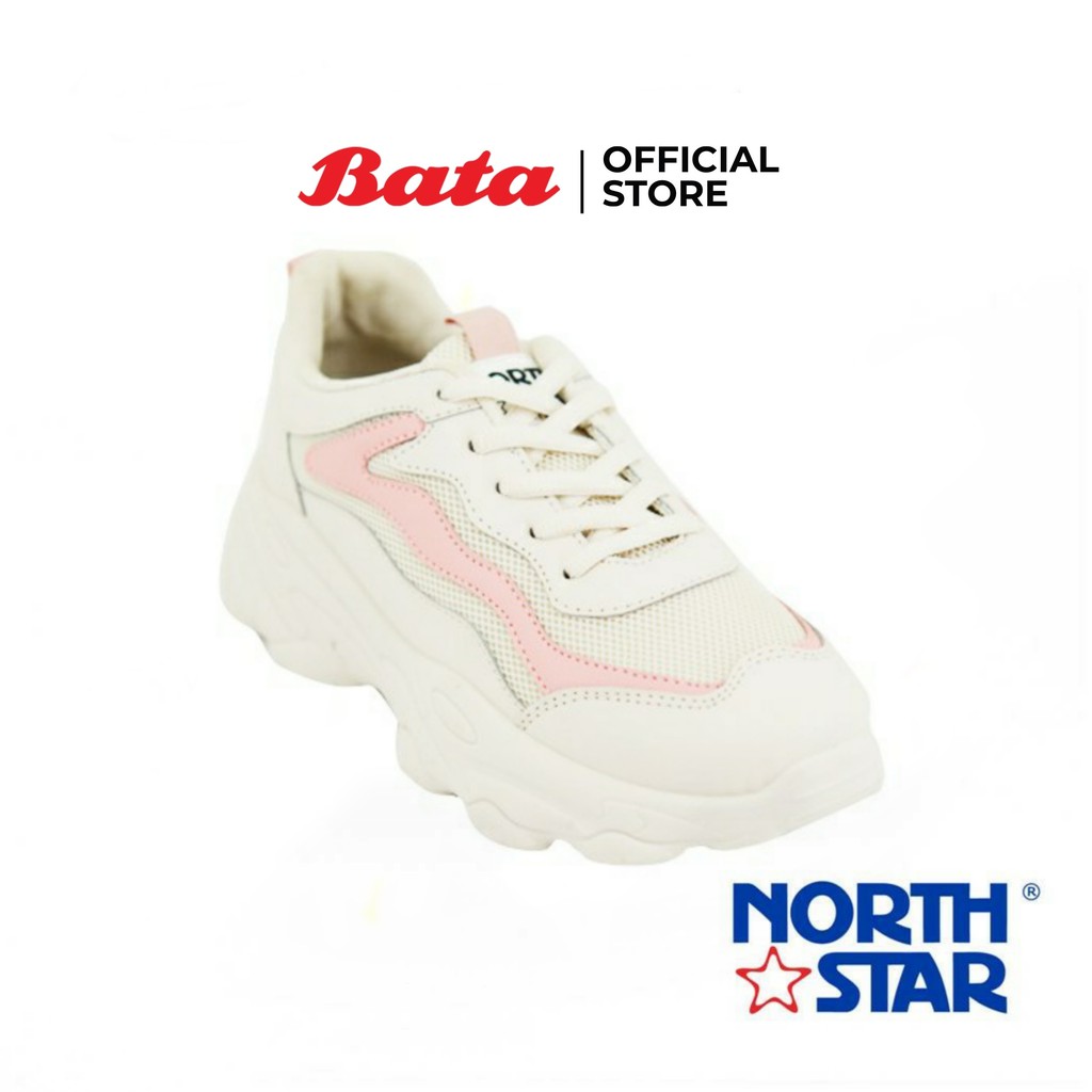 Bata NORTHSTAR-LADIES รองเท้าผ้าใบแฟชั่น Athleisure แบบเชือก สีขาว-ชมพู รหัส 5395875