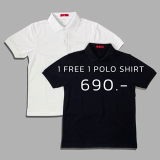 KINGMAN POLO 1 FREE 1 เสื้อโปโล 1 แถม 1 สี ดำ ขาว เสื้อโปโลชาย