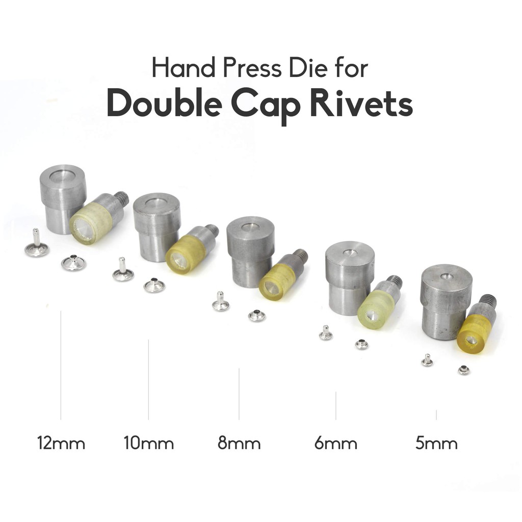 มือกด Die สําหรับ Double Cap Rivets Setter Snap การตั้งค่าเครื่องมือสําหรับ Double Cap Rivets Die 5-10 มม., 12 มม.