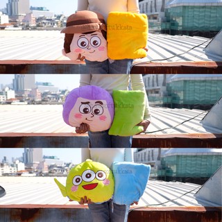 หมอนผ้าห่ม Woody วู้ดดี้ &amp; Buzz Lightyear บัสไลท์เยียร์ Little Greenman กรีนแมน Bashful 12นิ้ว (100x150cm) Toy Story