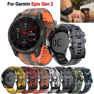 สายนาฬิกาข้อมือซิลิโคน ลายพราง 22 26 มม. แบบเปลี่ยน สําหรับ Garmin Epix Gen 2 Fenix 7X 7 6X 6 Pro 5 5X Plus