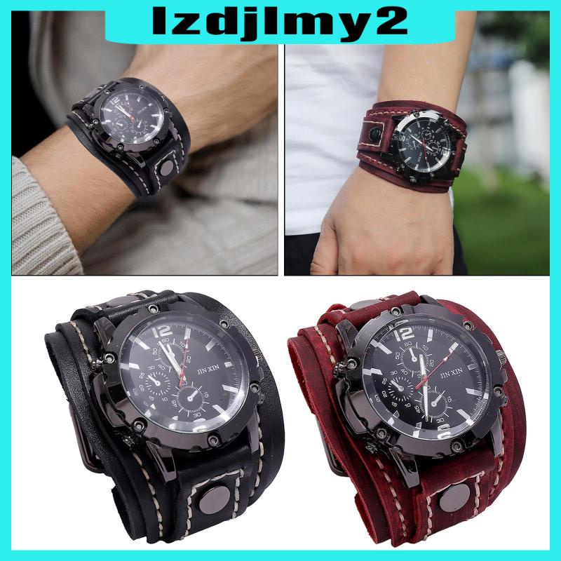 Men Wrist Watches Male Watch Bangles Comfortable Wide Leather Strap for Men