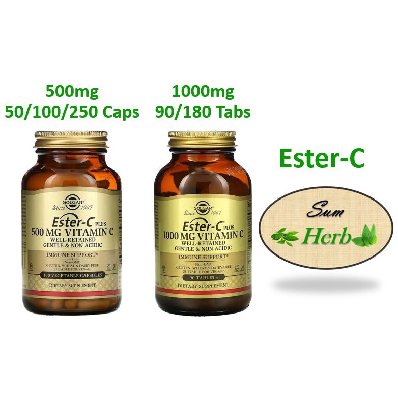 (พร้อมส่ง) Solgar Ester-C® Plus Vitamin C -- 500/1000 mg. วิตามินซี ผิวขาวกระจ่างใส ป้องกันไข้หวัด เสริมภูมิ