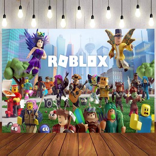 Roblox ฉากหลัง ชุดวันเกิด ปาร์ตี้ พื้นหลัง โปสเตอร์ ธีมการ์ตูน ที่มีสีสัน สุขสันต์วันเกิด ปาร์ตี้ แบนเนอร์ อุปกรณ์ตกแต่ง ทารกแรกเกิด