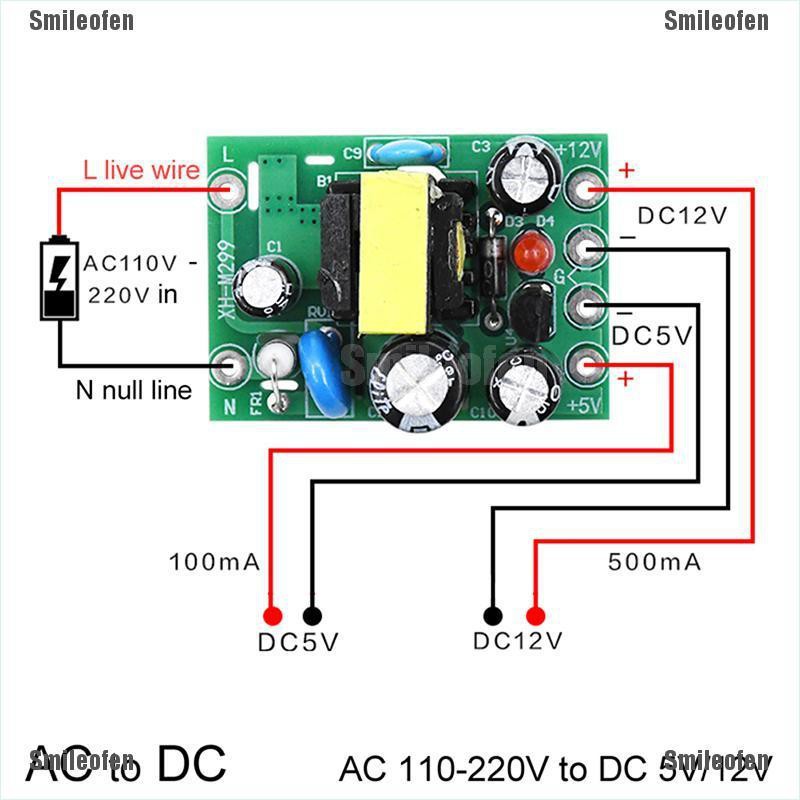 Smileofen Ac - โมดูลแปลง Ac 110V 220V เป็น 12v 0. บอร์ด 2 A + 5v