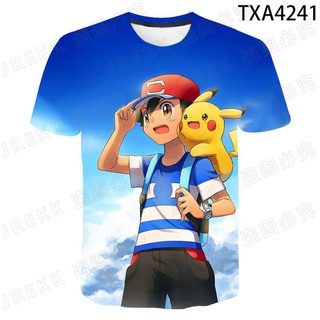 2021 new Pokemon Pikachu  Anime kids Graphics Short-sleeved T-shirt 3D Printed Large Size Wild Casual t Shirt Summer Fashion top tees