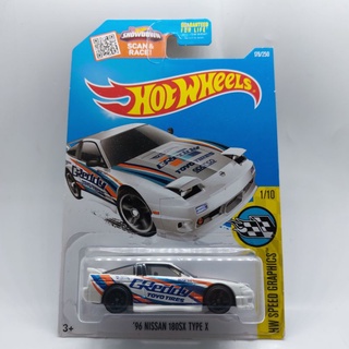 รถเหล็ก Hotwheels 96 NISSAN 180SX TYPE X สีขาว GReddy TOYO TIRES 176/250 (ib025)