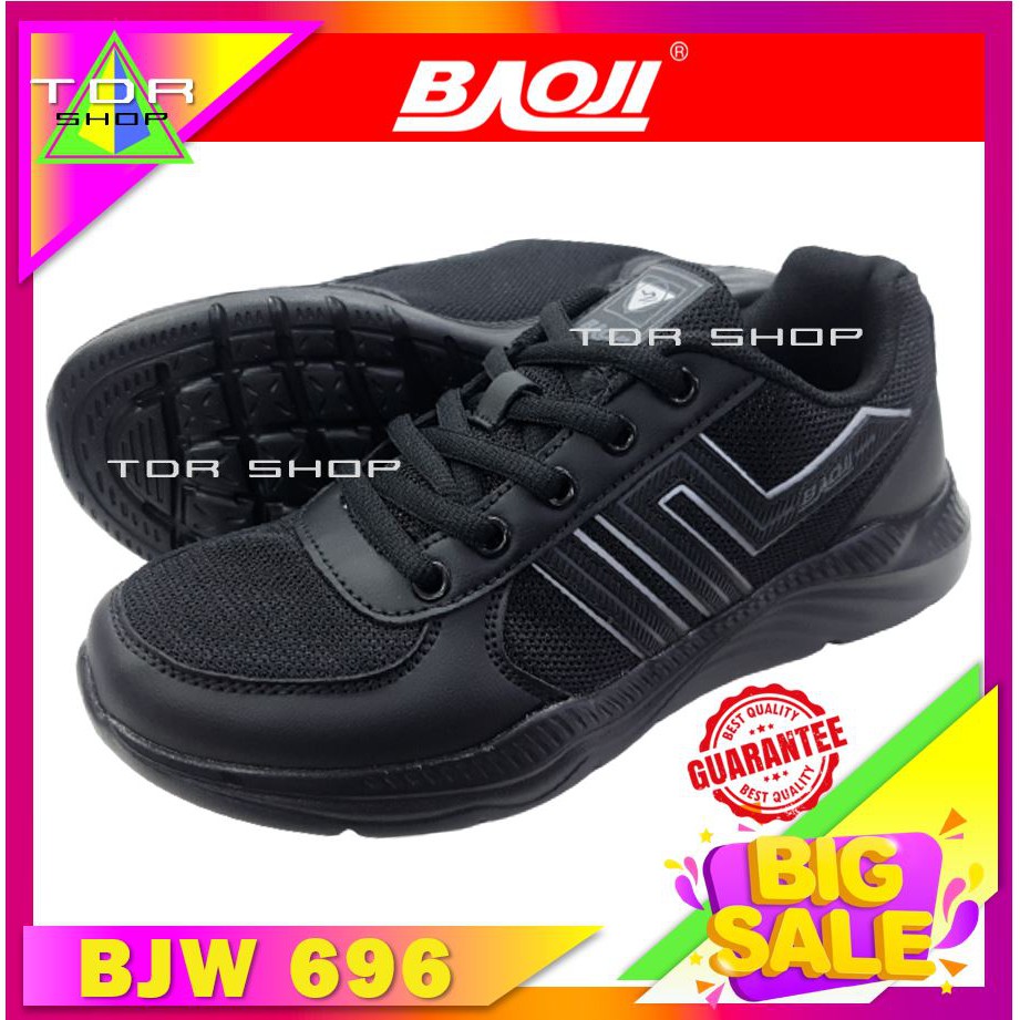 Baoji BJW 696 รองเท้าผู้หญิง รองเท้าผ้าใบ สีดำ ผูกเชือก แฟชั่น ใส่ทำงาน