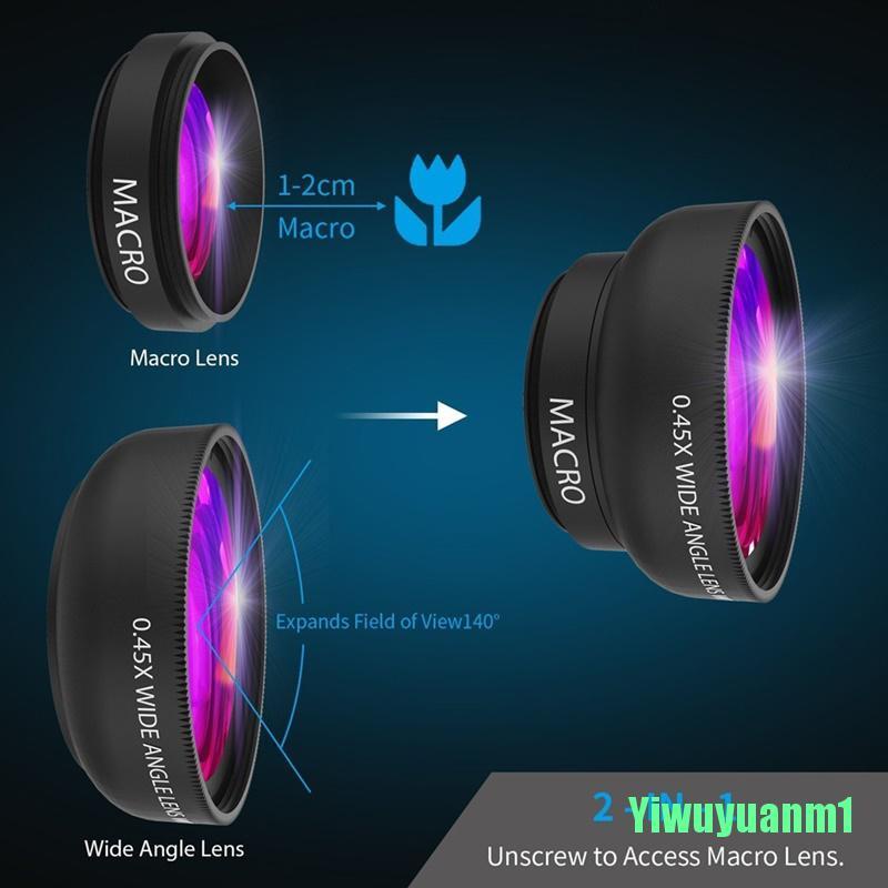 (Yiwuyuanm1) 2 In1 เลนส์มาโครมุมกว้าง 0.45 X + 12.5 X สําหรับโทรศัพท์มือถือ #7