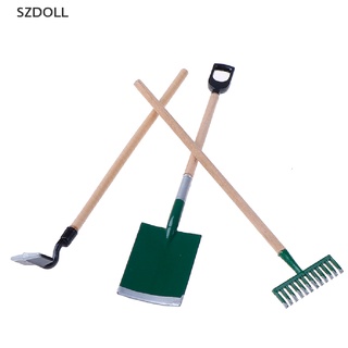 [cxSZDOLL]  3psc/Set Metal Garden Spade Rake Tools For Dolls House Miniatures Accessories  DOM