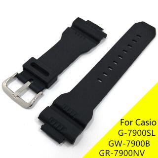 Silicone Rubber Watch Band Strap Fit For Casio G Shock G-7900sl GW-7900b GR-7900NV Replacement Black Waterproof Watchbands Accessories