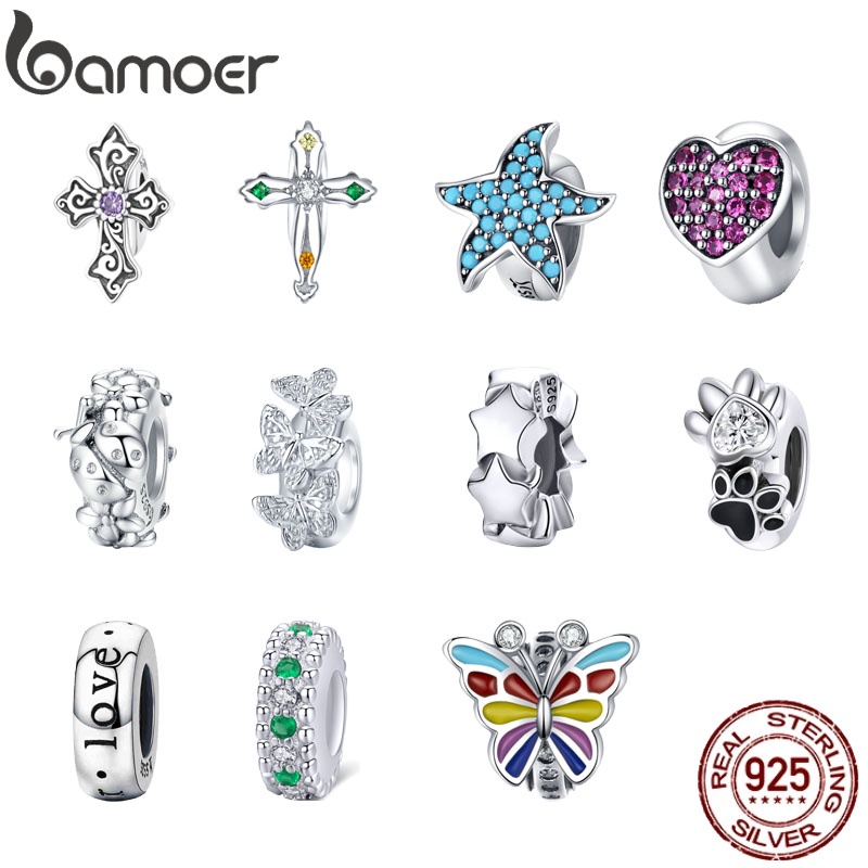 Bamoer ลูกปัดเงิน 925 เครื่องประดับแฟชั่น สําหรับสร้อยข้อมือ