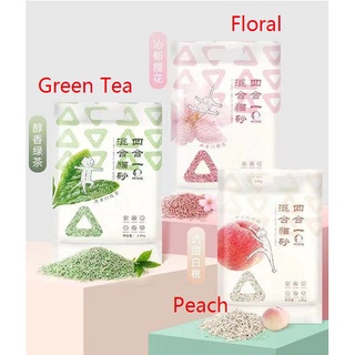 Kutiepom [ส่งจากไทย] ทรายแมว ทรายเต้าหู้ แบบผสม 4 อย่างกลิ่นหอมจับตัวเร็วทิ้งชักโครกได้ Mixed Cat litter 4-in-one 2.8kgs