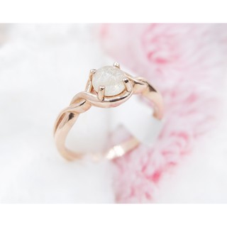 แหวนพลอยไหมทอง ไหมนาค Rutile Quartz 5 mm ตัวเรือนเงินแท้ 925 ชุบเคลือบ Pink gold ดีไซน์ไขว้น่ารัก ใส่ติดมือได้ทุกโอกาส