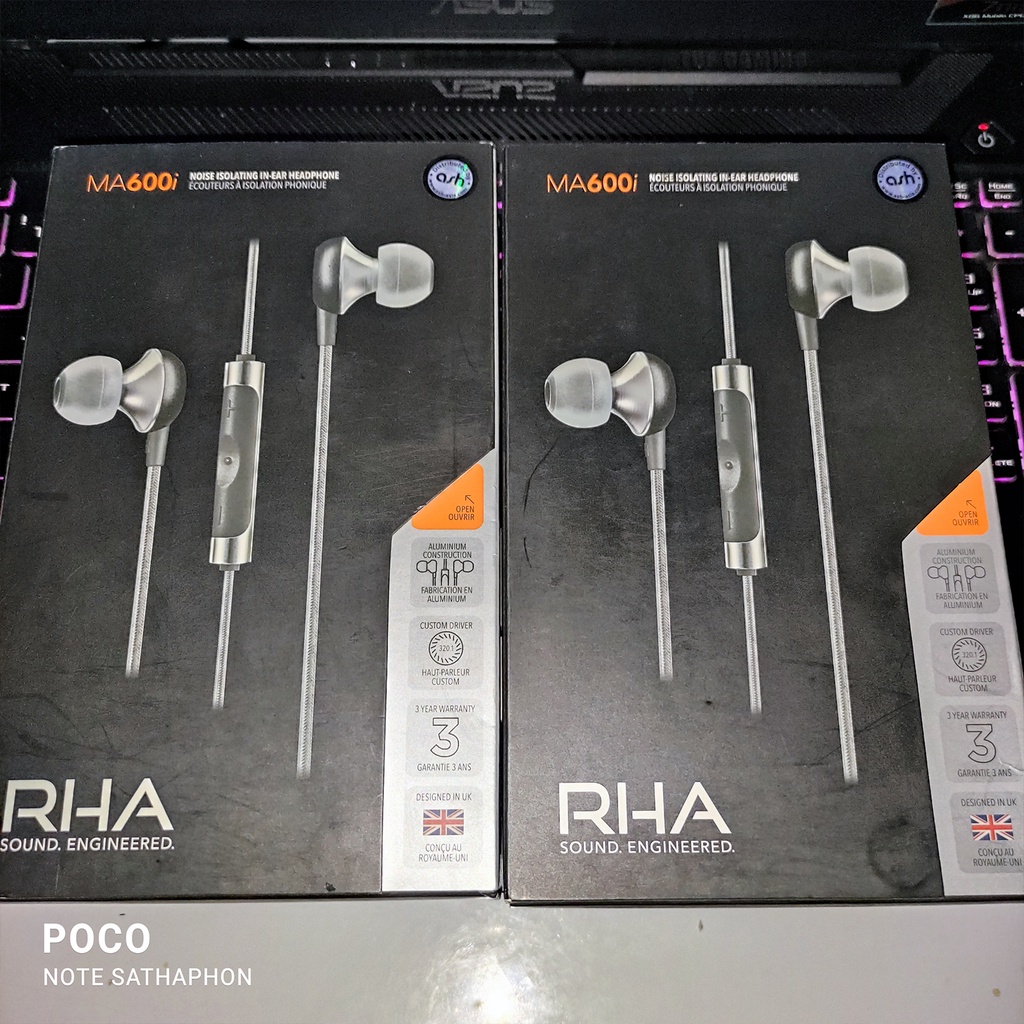 RHA MA600i มือ 1 ยังไม่แกะซีล หูฟังอินเอียร์มีไมค์ในตัว IN-EAR in-ear in ear headphones rha ma600i