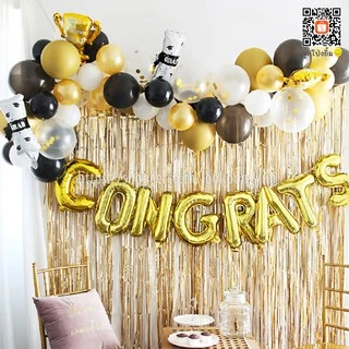 ลูกโป่ง Congrats, Congratulations ฟอยล์รับปริญญา *แถมฟรี ริบบิ้นร้อยลูกโป่ง*