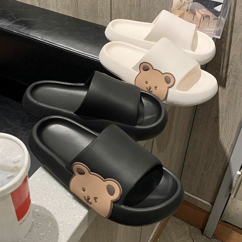 พร้อมส่ง รองเท้าแตะแฟชั่นใส่นิ่มสบาย รองเท้าผู้หญิง รองเท้าแตะ ลายน้องหมี น่ารัก กันลื่น